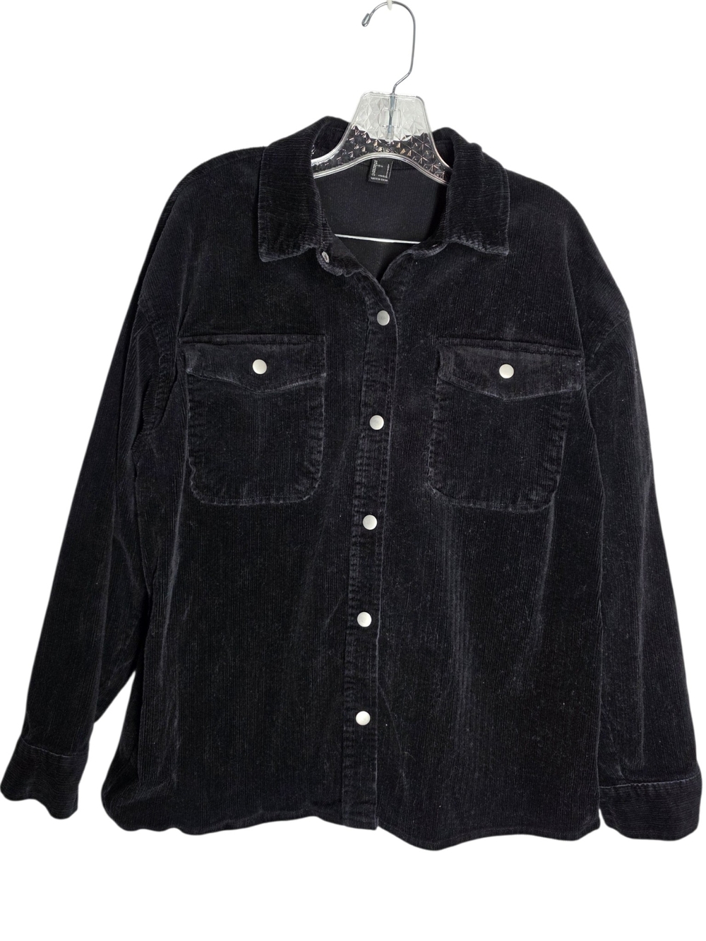 Forever 21 Black Corduroy Shacket with Snap Front
